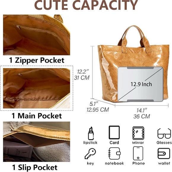 Olive Green Tear Resistant Paper Tote Bag Large Lightweight Brand New - Picture 3 of 7